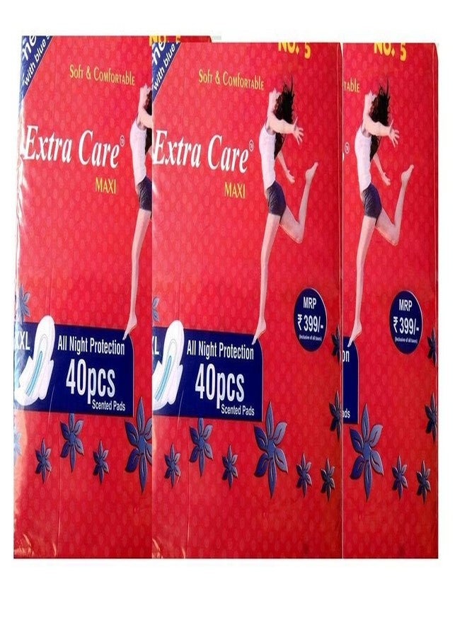 Extra Care Womens/Girls XXL Sanitary Pads (Napkins) with Wings - Pack of 40(Pack of 3) - Image 1